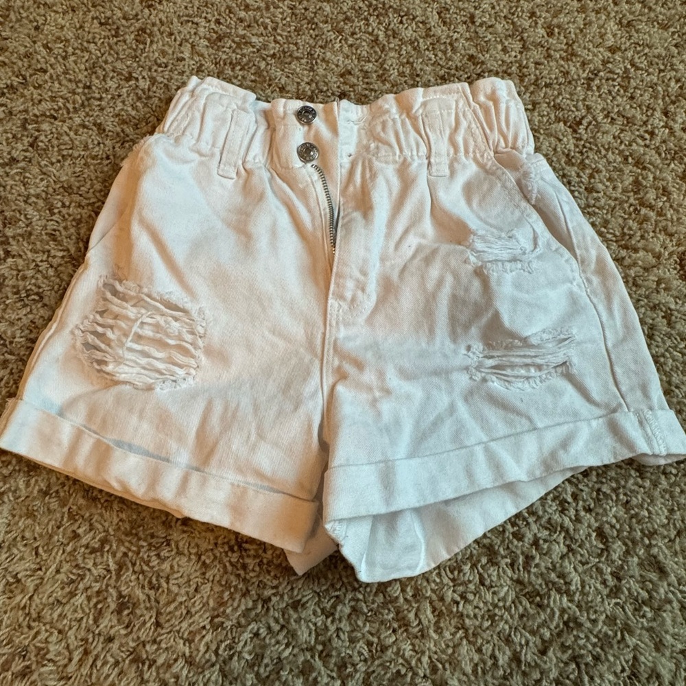 White jean shorts